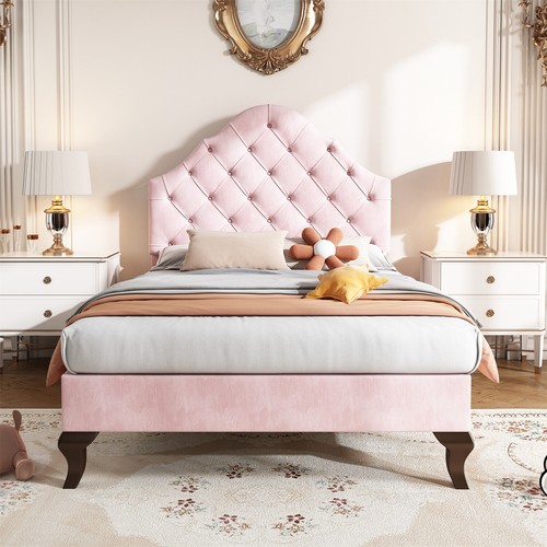 Velvet upholstered bed single - upholstered,