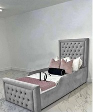 Kids single grey upholstered