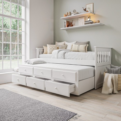 Single bed white wooden with - wooden,