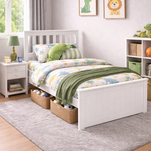 Rio white wooden bed kids - white,